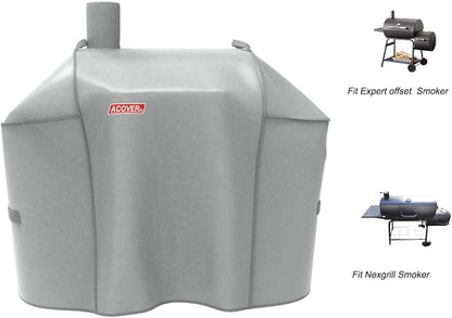 Offset Smoker Cover, Waterproof Grill Cover, 56.5 inch Light Gray Fits Expert Grill