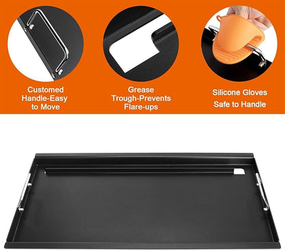 Full-Size Griddle Inserts for Weber Summit 600 Series Grills, Flat Top Griddle for Summit E-640/650/660/670 S-640/650/660/670 Gas Grills with a Smoker Box, Replacement Parts for Weber 67552