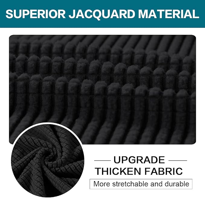 Turquoize 3 Piece Sofa Covers For 2 Cushion Couch Sofa Slipcover Soft Couch Cover For Dogs-Washable Sofa Furniture Covers With 2 Individual Cushion Covers, Feature Thick Fabric (2 Cushion Sofa, Black)