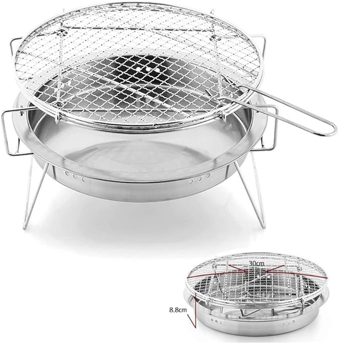 Small Charcoal Grill, Round Easy to Clean Bbq Tool, Barbecue Oven for Outdoor Cooking Camping Hiking Picnics Tailgating Backpacking