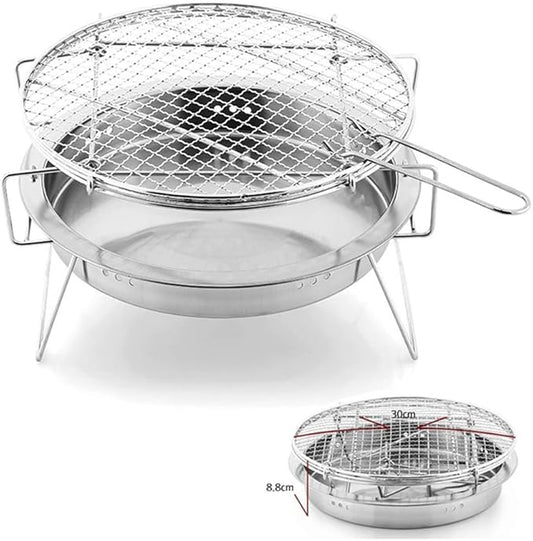 Small Charcoal Grill, Round Easy to Clean Bbq Tool, Barbecue Oven for Outdoor Cooking Camping Hiking Picnics Tailgating Backpacking