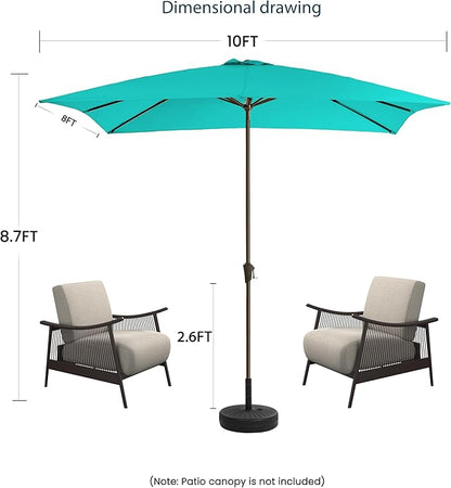 8x10FT Rectangular Patio Umbrella with Crank Lift for Garden,UV Protection Outdoor Umbrella for Deck,Pool and Yard,Turquoise