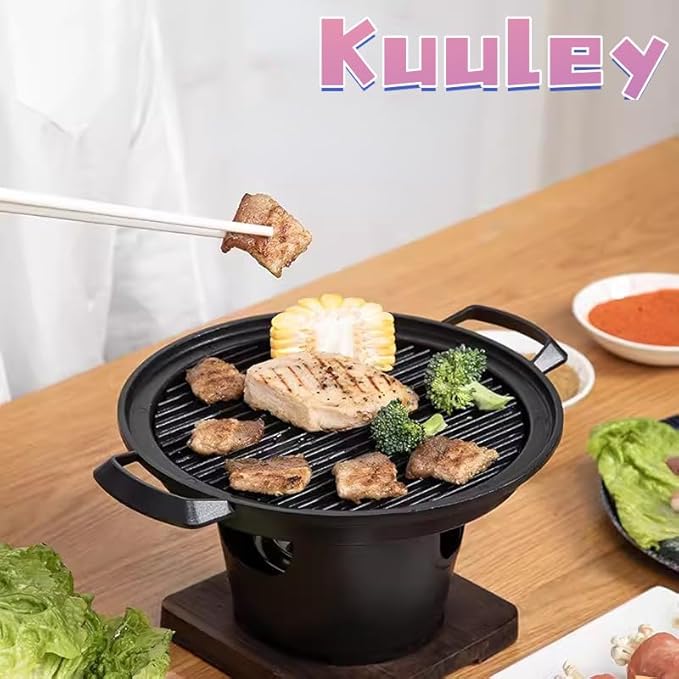 Charcoal Grill,Barbecue Grill,Portable Hibachi Grill Smokeless Wooden Frame Aluminium Alloy Easy Assembly Portable Charcoal Grill for Camping Home Hiking Picnics