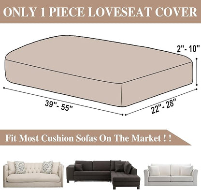 LA MEACK Couch Cushion Cover Loveseat Cover or 2 Seat Sofa Cover Washable Stretch Sectional Sofa Slipcover(1 Piece for Loveseat or Sofa 2-Seater, Khaki)