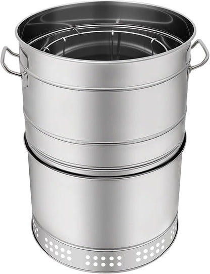 Stainless BBQ Grill Barrel, Large Portable Charcoal Grills, Portable Barbecue Grill with 50 Skewers and Multiple Clips for Camping Beaches Barbecue Backyard BBQs, 16"D x 26"H