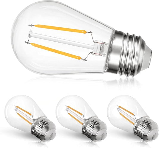 addlon LED Replacement Bulbs 2W S14 4 Pack Waterproof E26 Screw Base for Outdoor LED String Lights Shatterproof