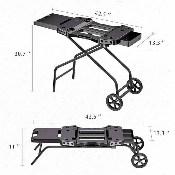 Hisencn Foldable Grill Cart for Ninja Woodfire Outdoor Grill OG700 Series OG701 OG751 OG705 OG750 & Blackstone 22" | Portable BBQ Stand with Wheels, Side Table & Storage Basket