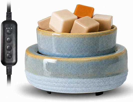 Wax Melt Warmer, Ceramic Candle Melter Melting Wax 3-in-1 Oil Burner Electric Fits Yankee Large Jar, Scented Candle Holder for Home Decor Gifts for Mom Grandma Women Girls