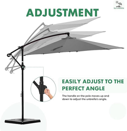 NEWBULIG 10FT Patio Umbrella, Offset Cantilever Outdoor Patio Table Umbrella, UV Protection, Fade Resistant Fabric, Easy Tilt Adjustment for Deck, Pool, Backyard, Garden