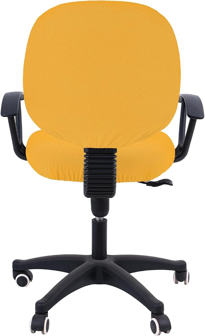 Smiry Office Computer Chair Covers for Desk Rotating Chair Protector | Stretch Jacquard Removable Washable Universal Slipcovers, Seat + Backrest Cover, Mustard Yellow