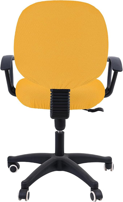 Smiry Office Computer Chair Covers for Desk Rotating Chair Protector | Stretch Jacquard Removable Washable Universal Slipcovers, Seat + Backrest Cover, Mustard Yellow