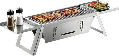 Small Barbecue Grill Outdoor Stainless Steel Grill Charcoal BBQ Grill Convenient Folding for Home Indoor