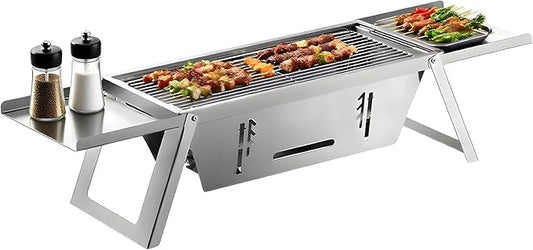 Small Barbecue Grill Outdoor Stainless Steel Grill Charcoal BBQ Grill Convenient Folding for Home Indoor