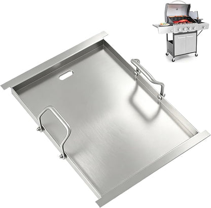 Half-Size Stainless Steel Flat Top Griddle Insert for Captiva Designs GR001 | 12.5" L x 16.5" W for 4-Burner Propane Gas Grill, Universal Griddle Plate, Non-Stick Grill Accessory for Outdoor Cooking