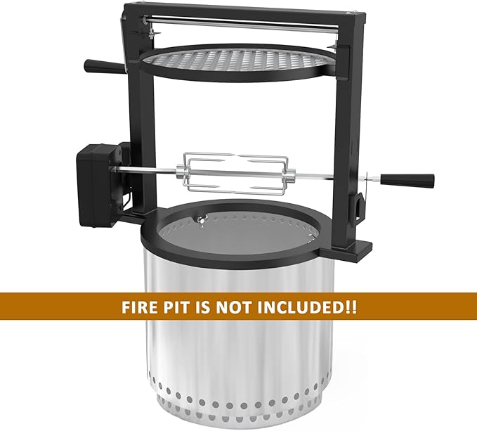 only fire Santa-Maria Style Rotisserie Rotating System for Solo Stove Ranger 15" Smokeless Fire Pit