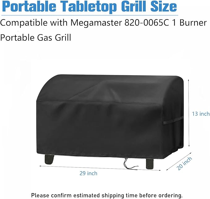 Grill Cover for Megamaster 1 Burner Portable Gas Grill,Waterproof Small Table Top BBQ Grill Cover,Heavy Duty 600D Outdoor Tabletop Grill Covers