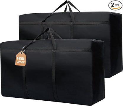WITERY 2 Pack 180L/47.5 Gallons Extra Large Storage Bags Jumbo Duffle Bag for Travel Moving Totes Boxes Heavy Duty Stronger Handles Zippers Reusable Storage Totes for Bassinet Clothes Blankets