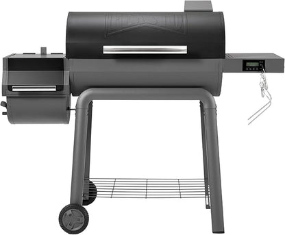 Feasto 30-Inch Heavy-Duty Charcoal Grill with Digital Temperature Control & 2 Meat Probes, Outdoor BBQ Grill with Offset Smoker, 832 Sq. In. Cooking Space for Backyard BBQ, Black & Grey