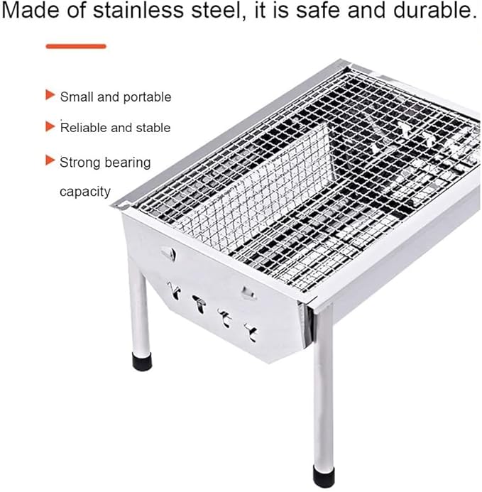 Stainless Steel Thickened BBQ Grill, Charcoal BBQ Grill Outdoor for Flame Control, for Outdoor Cooking Camping Beach Traveling Picnic Backyard
