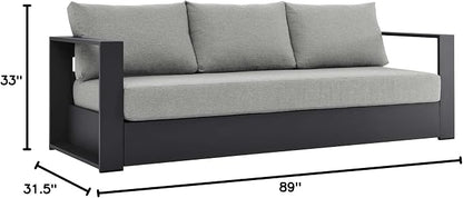 Modway Tahoe Aluminum Outdoor Patio Sofa in Gray Gray
