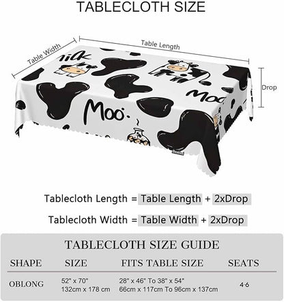 Cow Cute Table Covers Farm Milk Cattle Heavy Weight Tablecloth Cow Print Picnic Table Cloth for Kitchen Dinning Tabletop Outdoor BBQ Buffet Rectangle 52x70 Inch