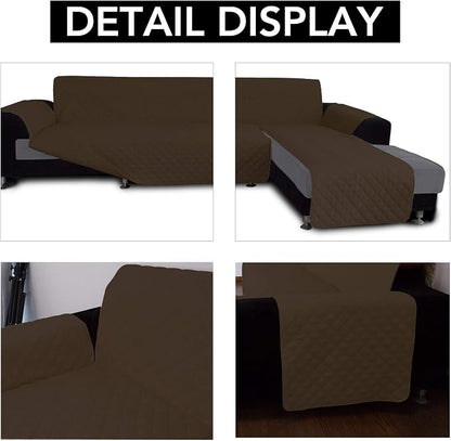 Easy-Going Reversible L-Shape Sectional Couch Cover, Large, Coffee/Coffee | Soft Sofa Slipcover For Dogs, Fits Left/Right Chaise Lounge Protector, Water Resistant Mat For Living Room