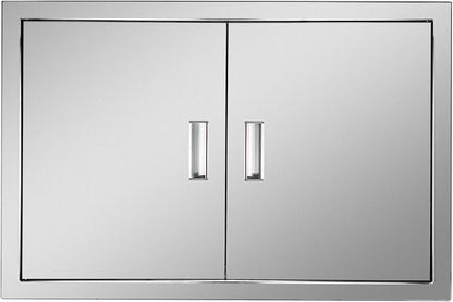 Outdoor Kitchen Door 30" W x 21" H Stainless Steel BBQ Double Access Door Flush Mount Vertical Wall Doors with Handle Suitable for Grilling Station Outside Cabinet Outdoor Kitchen