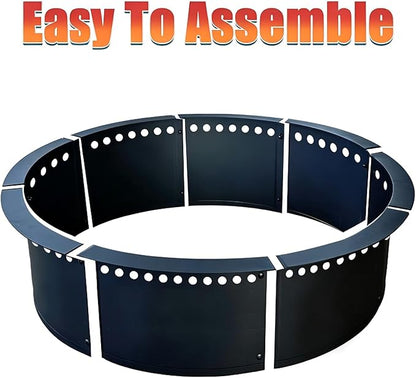 SoulMate Outdoor 40-Inch Outer/36-Inch Inner Fire Pit Ring Smokeless,Duty Solid Metal Steel Round Firepit Rim Insert for DIY Fire Pits, Outdoor Above or In-Ground, Camping Garden Patio Backyard.