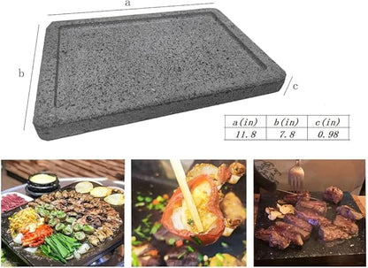 WANLIAN Lava Grill Steak Stone,Grilling Stone,Tabletop Grill Cooking Stone,11.8x7.9 x1in Grilling Plate for Oven and Barbecue Cooking Meat,Fish,Vegetable and Pizza