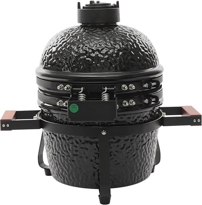 13 inch Ceramic BBQ Charcoal Grill, Portable Ceramic Grill Smoker with Stand & Vent Cap for Outdoor Patio Backyard Barbecue Cooking