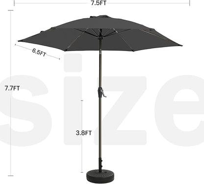 7.5FT Large Outdoor Patio Umbrella with Crank & Tilt - Durable Market Umbrella for Outdoor Patio with 6 Fiberglass Ribs for Poolside,Deck,Yard,Garden