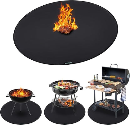 36" Round Fire Pit Mat - Double-Sided Heavy Duty Fire Resistant Waterproof Oil-Proof Grill Mat, Thick Deck Patio Lawn Protector, Easy Clean BBQ Floor Mat for Outdoor Fire Pit