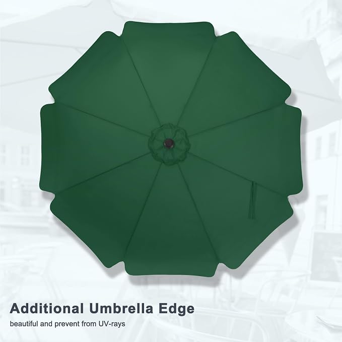 MASTERCANOPY 9ft Patio Umbrella with Valance, Crank & Tilt, Forest Green | 8 ribs, UV/fade-resist, waterproof, vent, for garden/deck/yard/pool