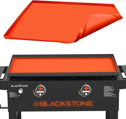 28 Inch Griddle Cover Mat for Blackstone, All-Season Protection Against Dirt & Rust, Food Grade Silicone Grill Mat (Orange)