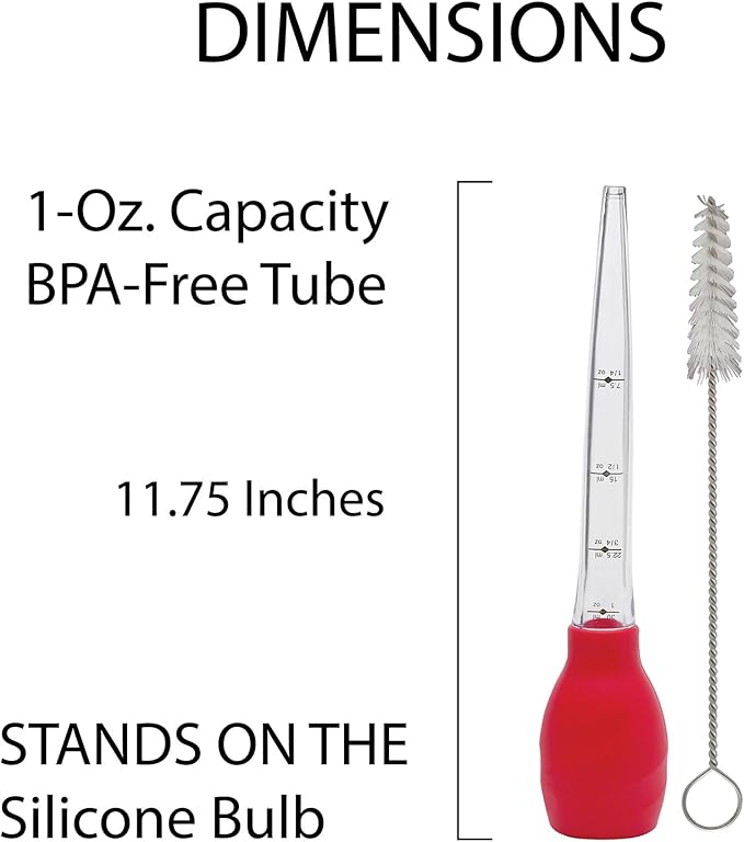 HIC Kitchen Roasting Stand-Up Turkey Baster, Heat-Resistant Silicone Bulb With Plastic Tube, 1-Ounce Capacity, Set of 2