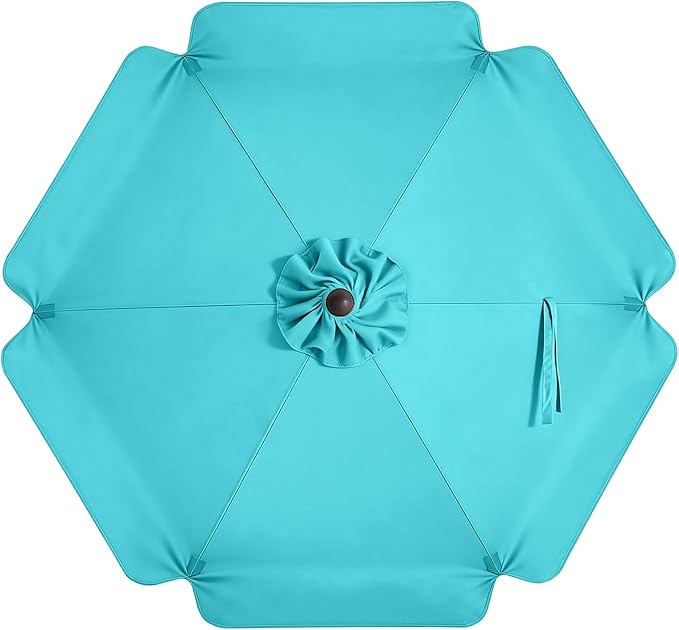 MASTERCANOPY Valance Patio Umbrella 7.5 ft Replacement Canopy for 6 Ribs-Turquoise Canopy Only