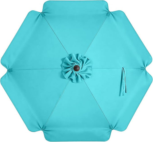 MASTERCANOPY Valance Patio Umbrella 7.5 ft Replacement Canopy for 6 Ribs-Turquoise Canopy Only