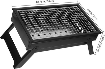 DOITOOL Portable Foldable Charcoal Grill Small Outdoor Bbq Grill for Camping and Backyard Use with Thickened Medium Size Pull-out Charcoal Tray, Suitable for 1-3 People