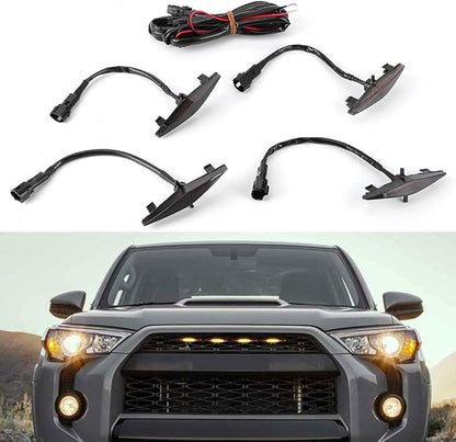 4Pcs Grille Lamp Front Mesh LED Lights for TRD Pro 2014-2019 Black Shell Yellow Light - Durable Waterproof ABS, Bright Safety Lighting, Easy Install for Off - Road (black shell yellow light)