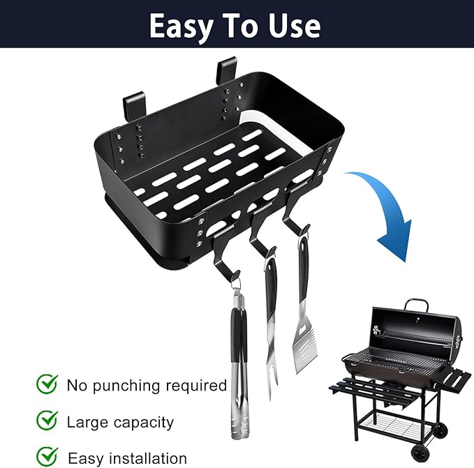 Heavy-Duty Storage Bin for Smoker Grill Caddy with Paper Towel Holder,Hooks,Anti-Scratch Pads, Traeger Accessories Compatible with Traeger, Pit Boss, Z-Grills, Grill Accessories for Outdoor Grill