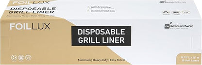 Restaurantware Foil Lux 19.7 x 12 Inch Barbecue Grill Liners 10 Disposable Grill Sheets - Easy-To-Use Oven-Ready Aluminum Grill Liners Heat-Tolerant Fits Most Standard Grills
