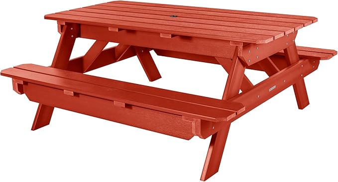 Highwood Hometown Picnic Table, 6 Foot, Rustic Red