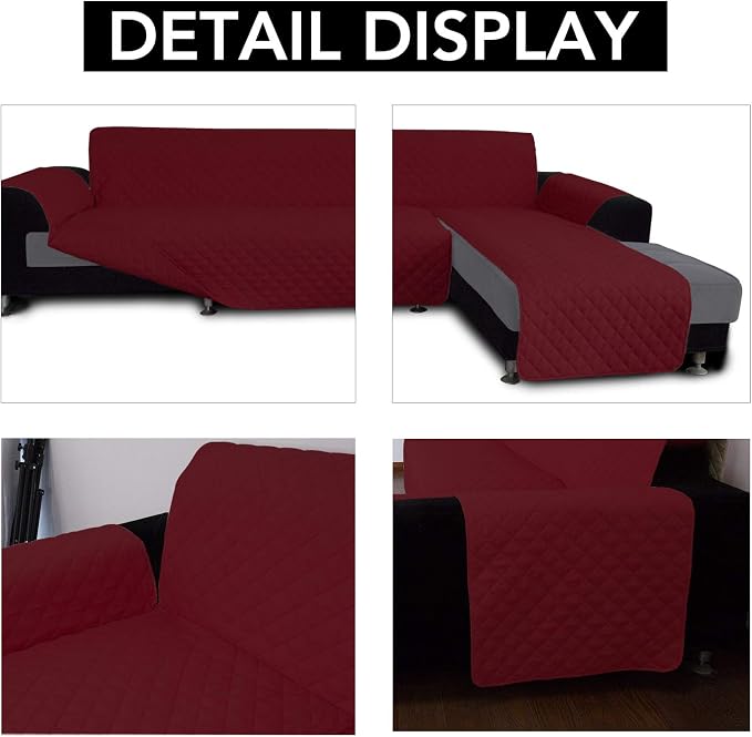 Easy-Going Reversible L-Shape Sectional Couch Cover, Small, Christmas Red | Soft Sofa Slipcover For Dogs, Fits Left/Right Chaise Lounge Protector, Water Resistant Mat For Living Room