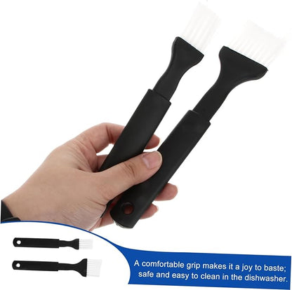 Cabilock 4-Piece Nylon Bristle Bbq Brush Set with Heat Resistant Plastic Grip for Basting Grilling Baking Cooking Easy to Clean Outdoor Cooking Tools 8.07 Inch