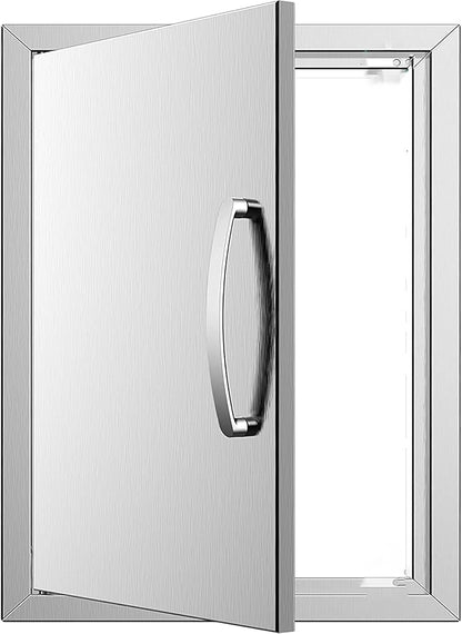 Outdoor Kitchen Door BBQ Access 20'' Wx27'' H Flush Mount Single Island Perfect for Grilling Station and Island, Silver