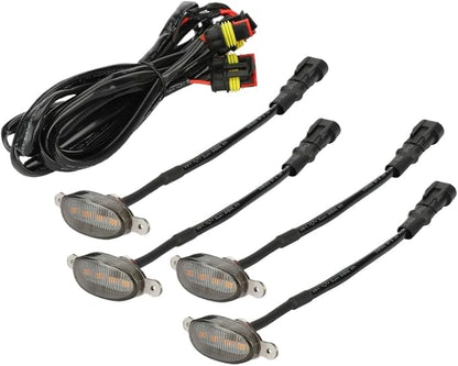 4X for Raptor Style Smoked Lens for Amber LED Front for Grille Running Lights for Ford for F-150 F150 2009-2018 [accessories]