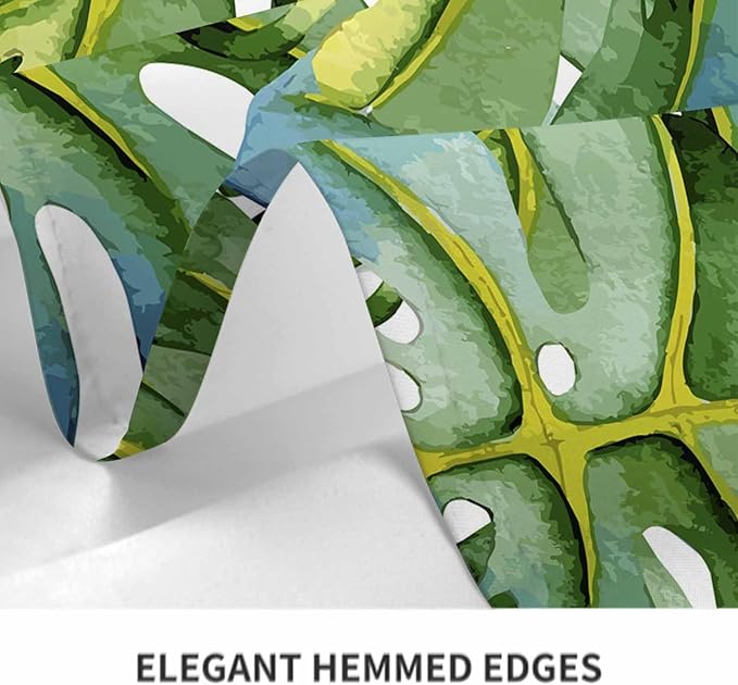 TKS MITLAN Large Green Leaf Tablecloth 60x84 Inch Rectangular Tropical Palm Tree Summer Art Bright Oil Painting Oblong Table Cloth Kitchen Table Decorations for Home Dinner Party