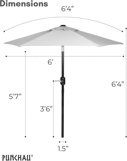 6 Ft Outdoor Patio Umbrella, Easy Open/Close Crank and Push Button Tilt Adjustment - Gray Market Umbrellas