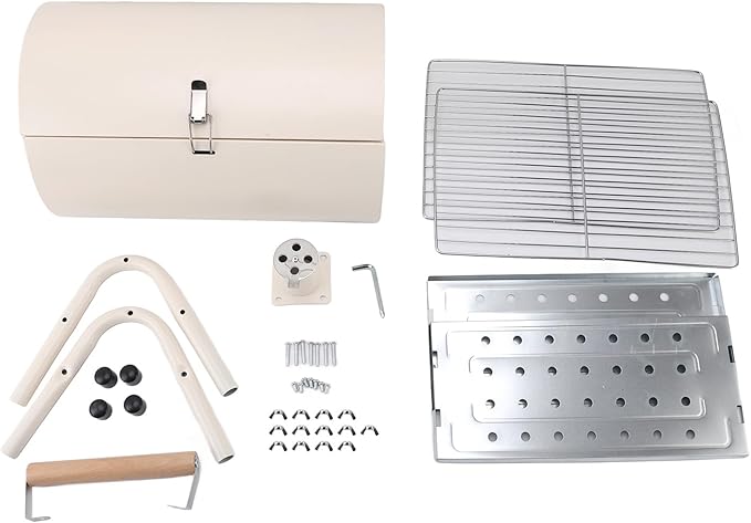 Duplex Grill, Villa Patio Grill Outdoor Camping Picnic Charcoal Braised Grill Home Smokeless Barbecue Large Duplex American Bbq(White (With Baking Sheet))