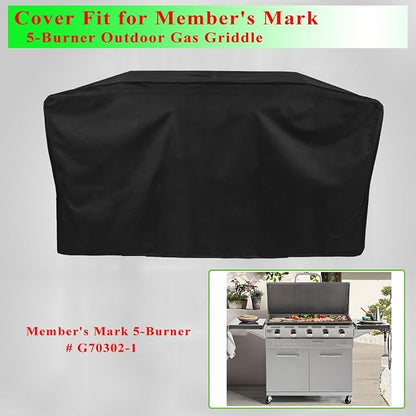 Griddle Cover for Members Mark Pro Series 5 Burner Outdoor Flat Top Gas Griddle, 600D Heavy Duty Waterproof for Members Mark Griddle Cover 5 Burner Replacement